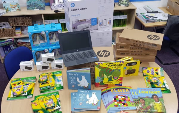 Coram Beanstalk schools receive new laptops and education packs donated by The Very Group